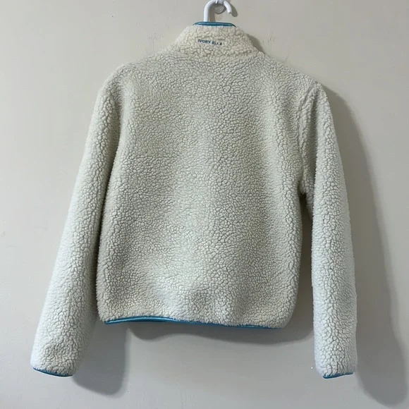NWOT Ivory Ella Chloe White Sherpa Blue Satin Lined Full Zip Jacket Size Small - Picture 11 of 12